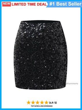 Sparkly Sequin Bodycon Mini Skirt Stretchy Party Clubwear
